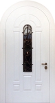 Арочная дверь МДФ со стеклом и ковкой № 97