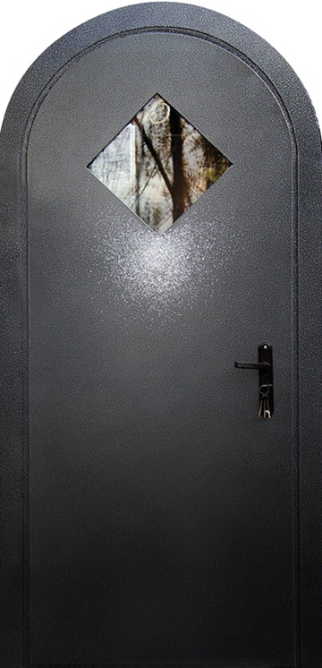 Арочная дверь с порошковым напылением и стеклом PN 159