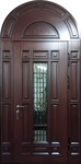 Арочная дверь МДФ со стеклом и ковкой № 102