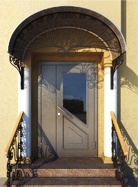 Фото двери со стеклом и козырьком