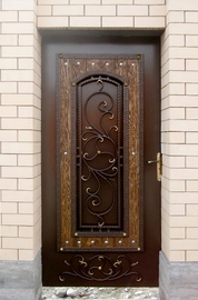 Дверь с коваными деталями