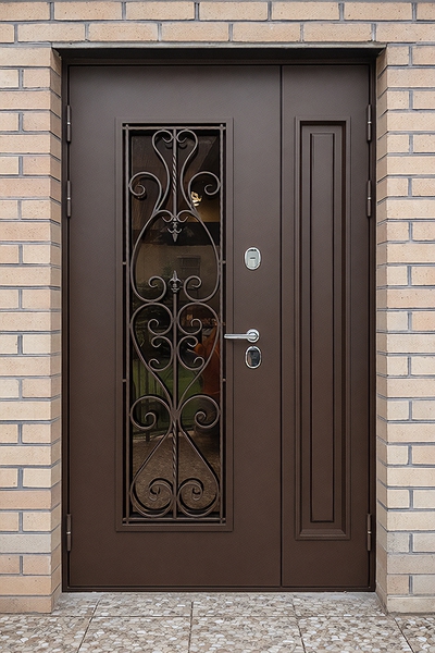 Дверь с решеткой и стеклом