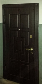 Темная дверь с панелями МДФ для квартиры
