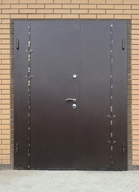Двупольная дверь с коваными элементами
