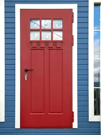 Красная МДФ дверь с окнами