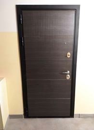 Металлическая дверь коричневого цвета