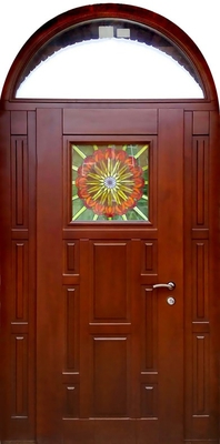 Арочная дверь МДФ с витражным стеклом № 98