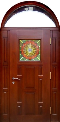 Арочная дверь МДФ с витражным стеклом № 98
