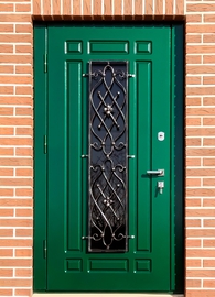 Стальная дверь зеленого цвета
