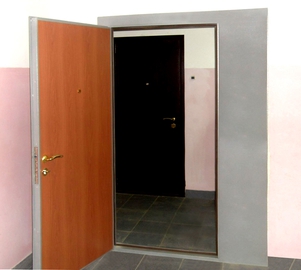 Тамбурная дверь с порошковым напылением и покрытием ламинат