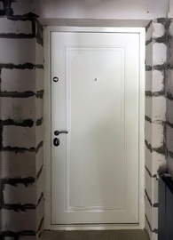Установленная дверь с белой накладкой