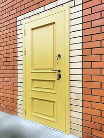 Желтая металлофиленчатая дверь