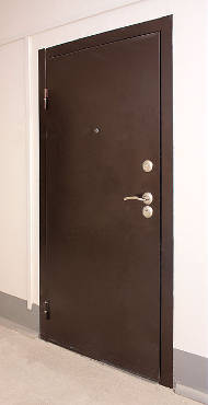 Входная дверь коричневого цвета порошковое напыление